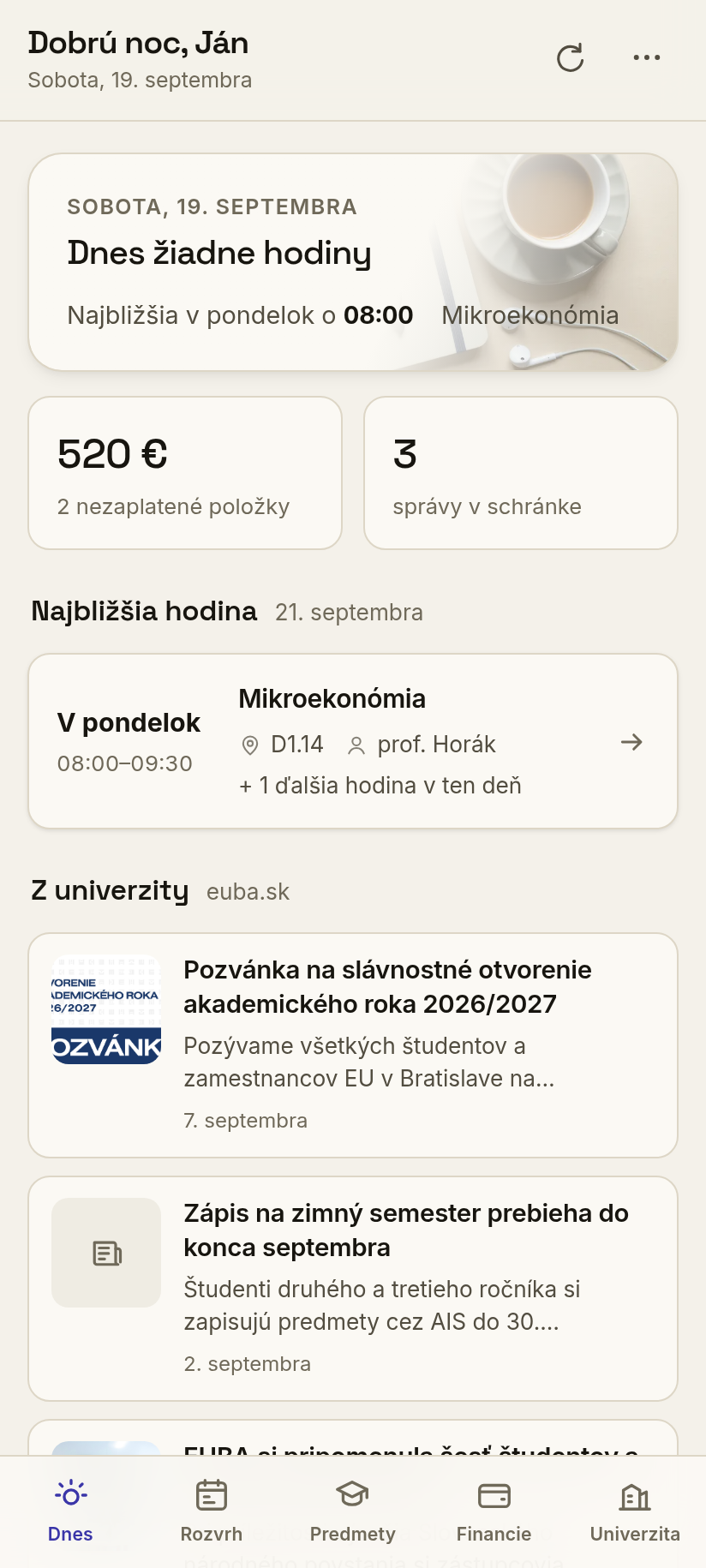 Dnešný deň: najbližšia hodina, poplatky a správy
