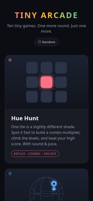 Tiny Arcade mobile preview captured by PWAs.app