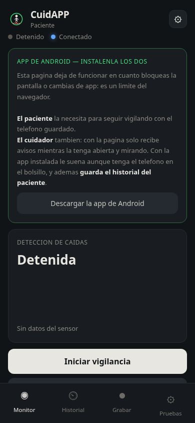 CuidAPP — deteccion de caidas mobile preview captured by PWAs.app