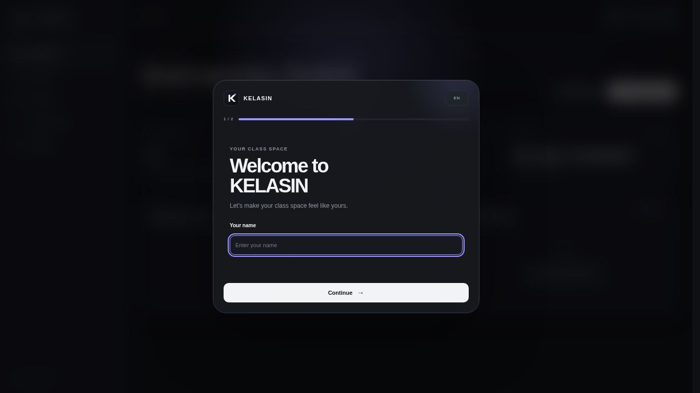 KELASIN — Class Dashboard desktop preview captured by PWAs.app