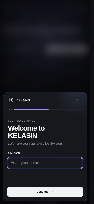 KELASIN — Class Dashboard mobile preview captured by PWAs.app