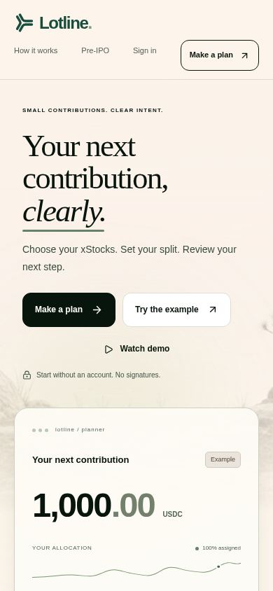 Lotline — Your next contribution, clearly. mobile preview captured by PWAs.app