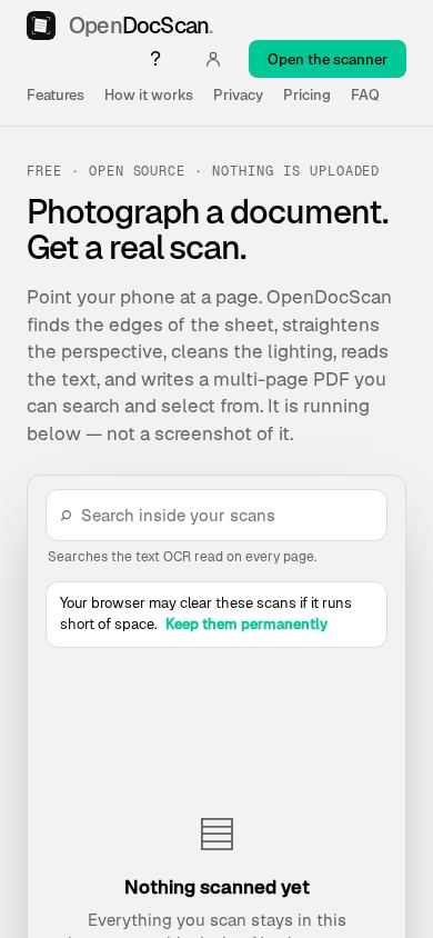 OpenDocScan mobile preview captured by PWAs.app