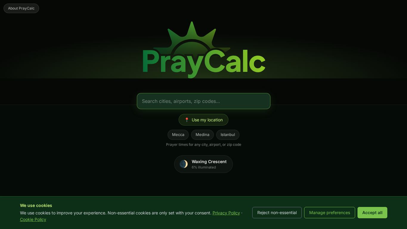 PrayCalc desktop preview captured by PWAs.app