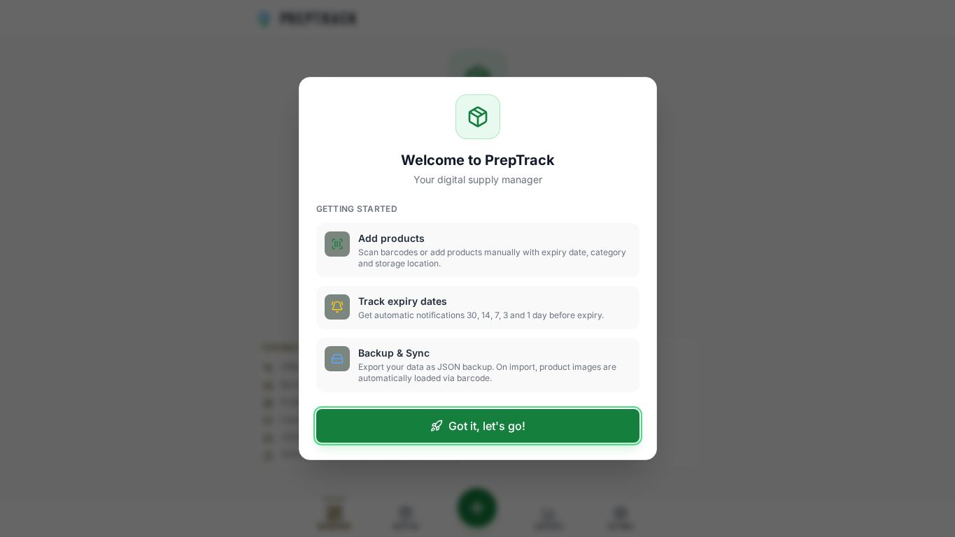 PrepTrack — Dein Vorrat. Immer im Blick. desktop preview captured by PWAs.app