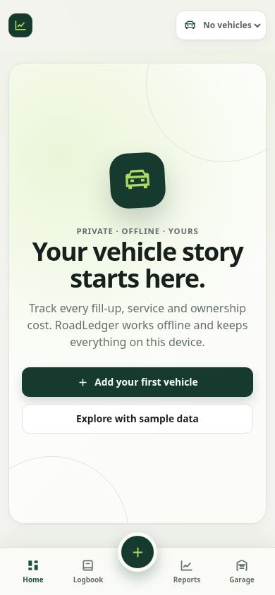 RoadLedger — Vehicle Logbook mobile preview captured by PWAs.app