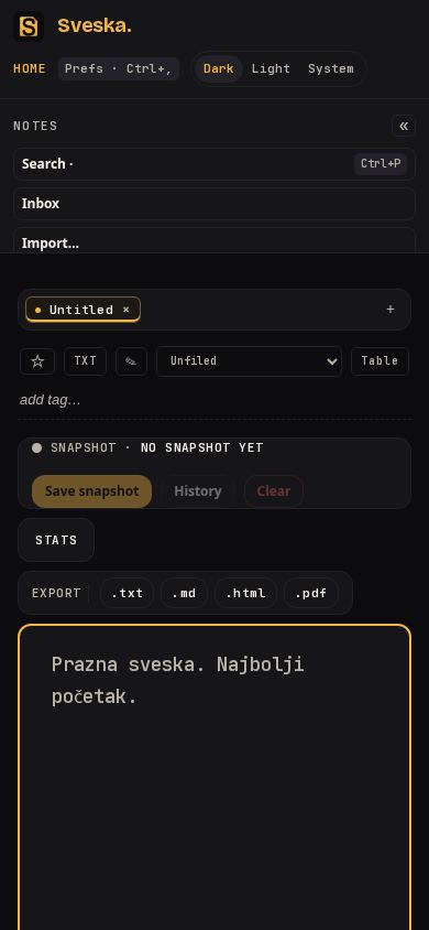 Sveska — local-first notepad mobile preview captured by PWAs.app