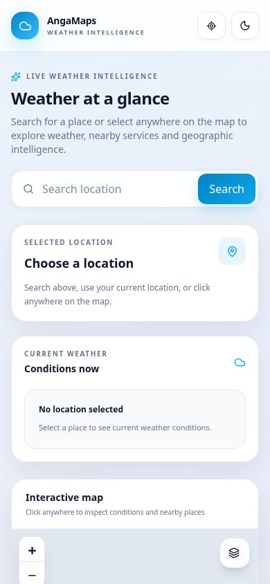 AngaMaps - Weather Intelligence mobile preview captured by PWAs.app