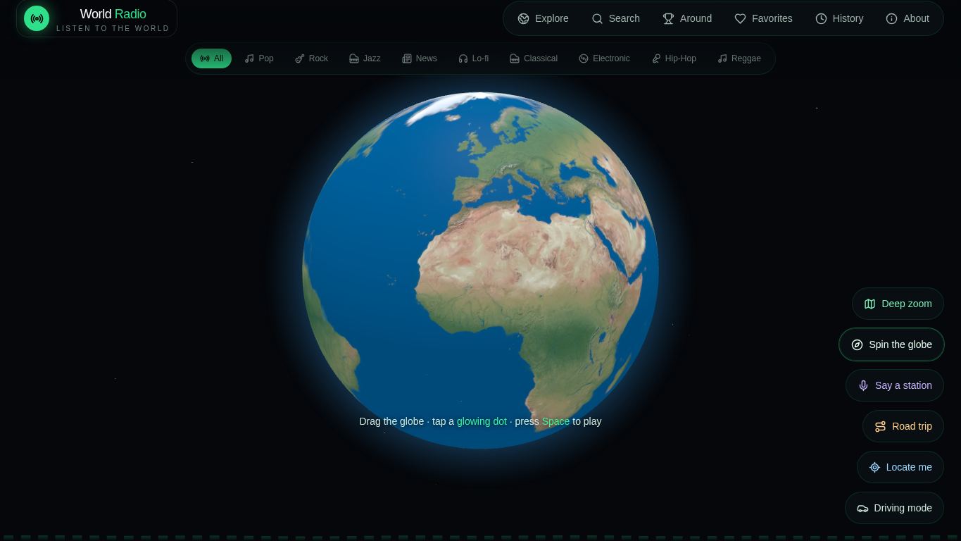 World Radio — Live world radio desktop preview captured by PWAs.app