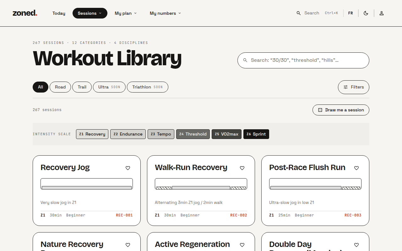 Browse the workout library